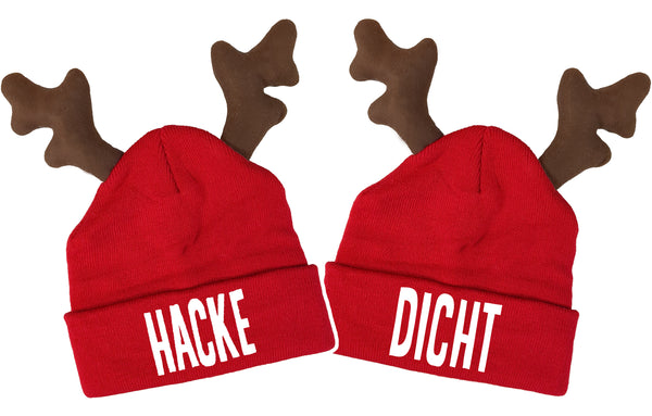 RENTIER STRICKMÜTZE HACKE | DICHT HÜBSCH DUO STATEMENT BEANIE ELCH MÜTZE MIT SPRUCH