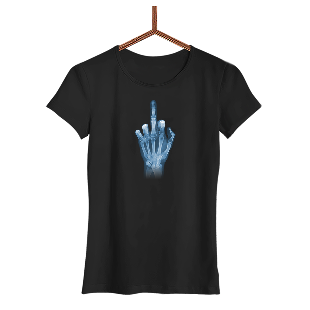 Damen T-Shirt Röntgen Mittelfinger