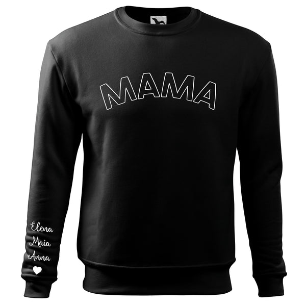 MAMA Sweatshirt mit personalisierten Namen auf den Arm perfekt für den Muttertag oder Geburtstag