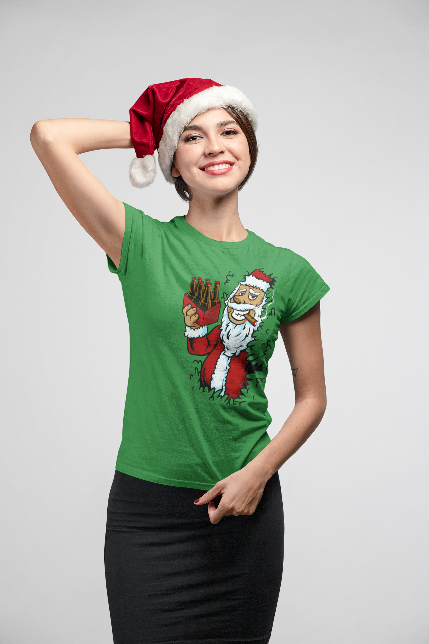 Bad Santa Damen  T-Shirt perfekt für Weihnachten
